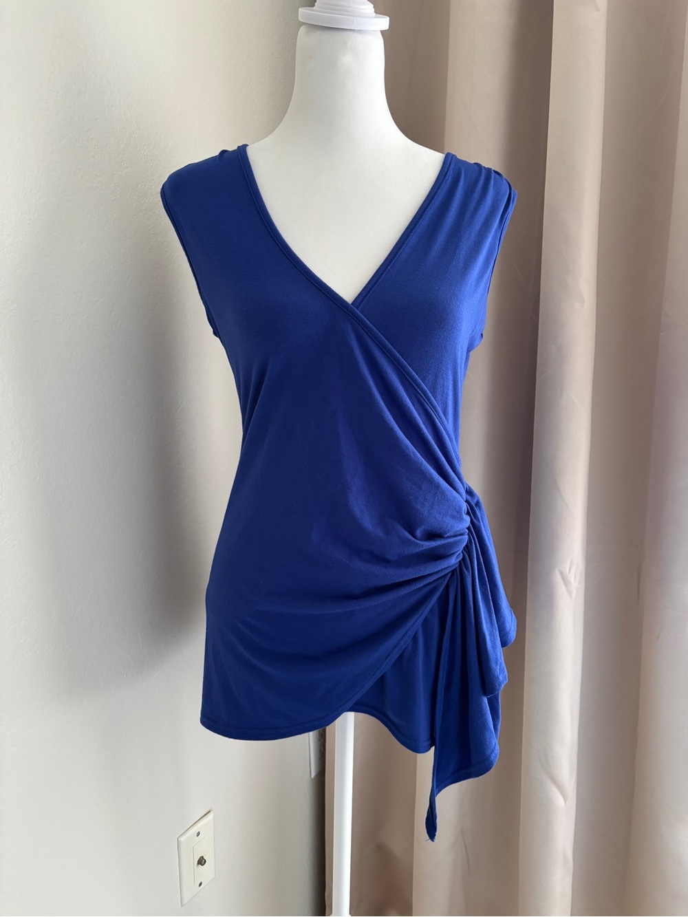 BOSTON PROPER Bright Royal Blue Wrap-Style Sleeveless Top, size XS - Picture 11 of 12
